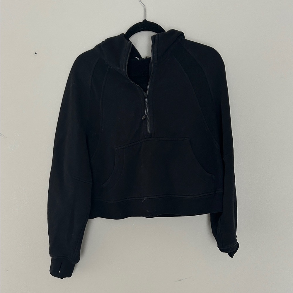 lululemon athletica Black Cropped Scuba Pullover Half-zip hoodie